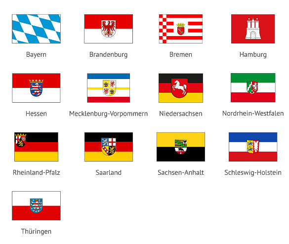 Fallgen der beteiligten Bundesländer: Bayern, Brandenburg, Bremen, Hamburg, Hessen, Mecklenburg-Vorpommern, Niedersachsen, Nordrhein-Westfalen, Rheinland-Pfalz, Saarland, Sachsen-Anhalt, Schleswig-Holstein und Thüringen